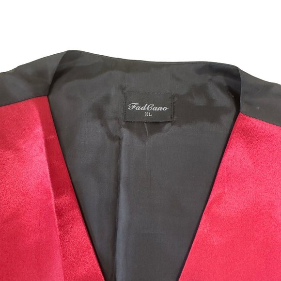 Formal FadCano Men SZ XL Satin Burgandy 6 Buttons Vest with Tie/Bow Wedding Wear - Picture 4 of 8